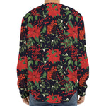 Poinsettia Flower Pattern Print Long Sleeve Baseball Jersey
