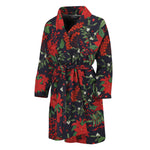 Poinsettia Flower Pattern Print Men's Bathrobe