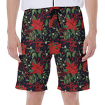 Poinsettia Flower Pattern Print Men's Beach Shorts