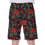 Poinsettia Flower Pattern Print Men's Beach Shorts