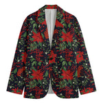 Poinsettia Flower Pattern Print Men's Blazer