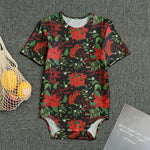 Poinsettia Flower Pattern Print Men's Bodysuit