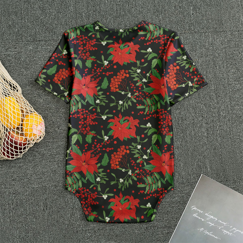 Poinsettia Flower Pattern Print Men's Bodysuit