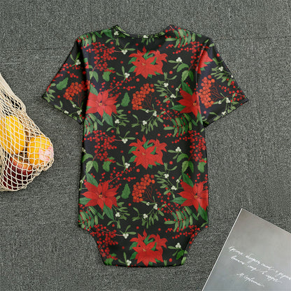 Poinsettia Flower Pattern Print Men's Bodysuit