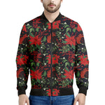 Poinsettia Flower Pattern Print Men's Bomber Jacket