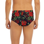 Poinsettia Flower Pattern Print Men's Briefs