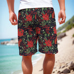Poinsettia Flower Pattern Print Men's Cargo Shorts
