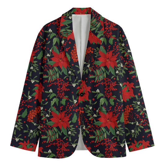 Poinsettia Flower Pattern Print Men's Cotton Blazer
