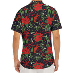 Poinsettia Flower Pattern Print Men's Deep V-Neck Shirt