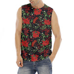 Poinsettia Flower Pattern Print Men's Fitness Tank Top
