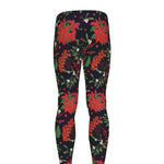 Poinsettia Flower Pattern Print Men's leggings