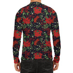 Poinsettia Flower Pattern Print Men's Long Sleeve Rash Guard