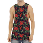 Poinsettia Flower Pattern Print Men's Muscle Tank Top