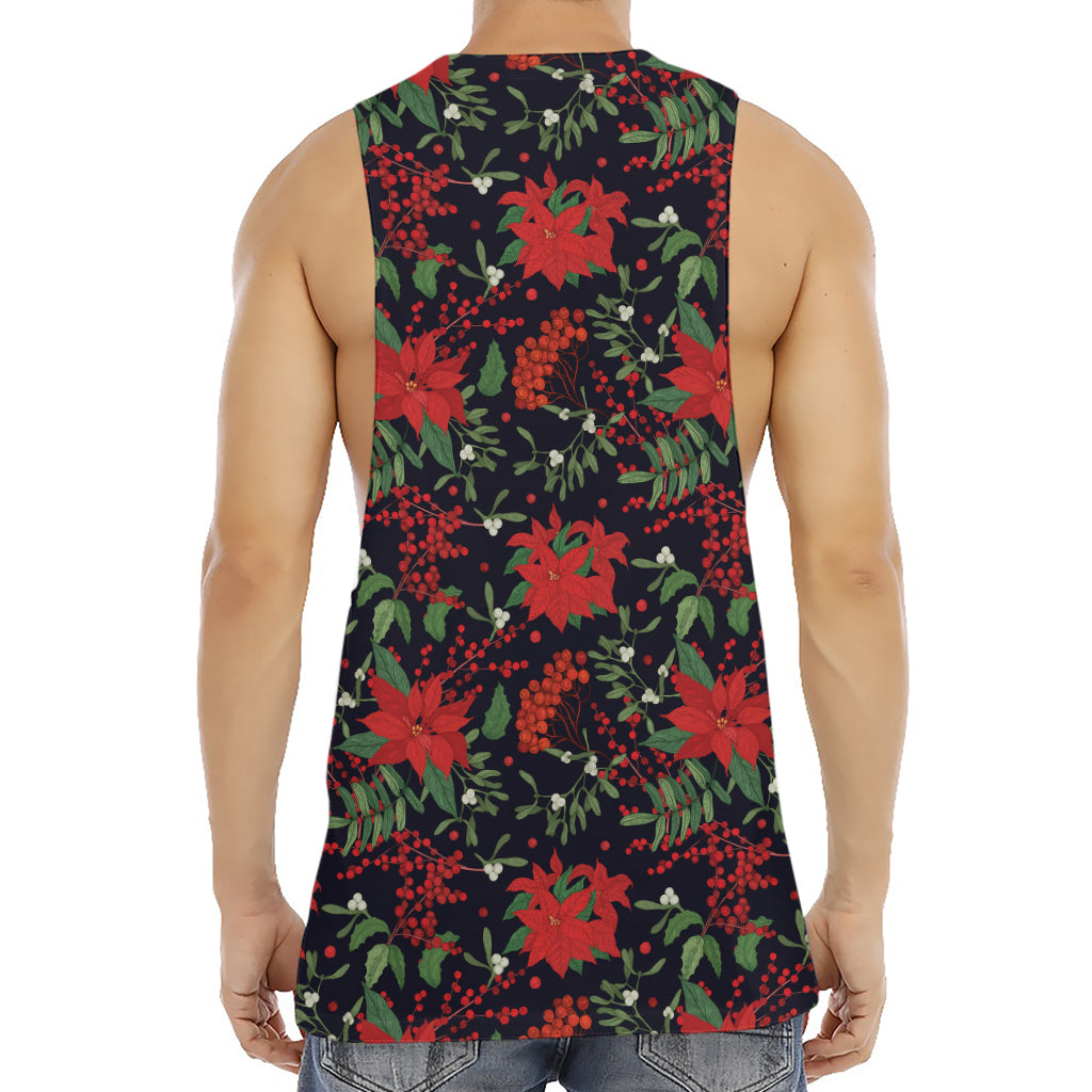 Poinsettia Flower Pattern Print Men's Muscle Tank Top