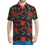 Poinsettia Flower Pattern Print Men's Polo Shirt