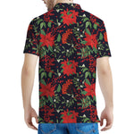 Poinsettia Flower Pattern Print Men's Polo Shirt
