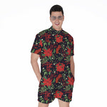 Poinsettia Flower Pattern Print Men's Rompers