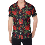 Poinsettia Flower Pattern Print Men's Shirt