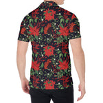 Poinsettia Flower Pattern Print Men's Shirt