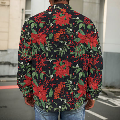 Poinsettia Flower Pattern Print Men's Shirt Jacket