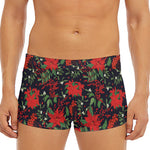Poinsettia Flower Pattern Print Men's Short Boxer Briefs
