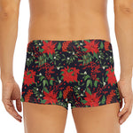 Poinsettia Flower Pattern Print Men's Short Boxer Briefs