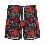 Poinsettia Flower Pattern Print Men's Sports Shorts