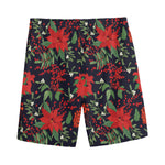 Poinsettia Flower Pattern Print Men's Sports Shorts