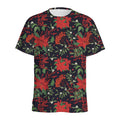 Poinsettia Flower Pattern Print Men's Athletic T-Shirt