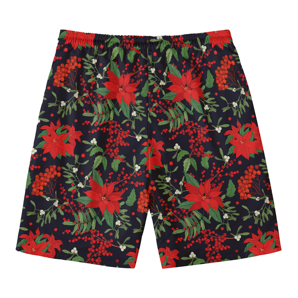 Poinsettia Flower Pattern Print Men's Swim Trunks