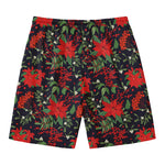 Poinsettia Flower Pattern Print Men's Swim Trunks