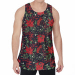 Poinsettia Flower Pattern Print Men's Velvet Tank Top