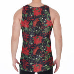 Poinsettia Flower Pattern Print Men's Velvet Tank Top