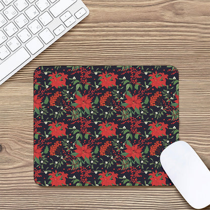 Poinsettia Flower Pattern Print Mouse Pad