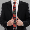 Poinsettia Flower Pattern Print Necktie