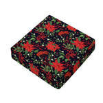 Poinsettia Flower Pattern Print Outdoor Seat Cushion Cover