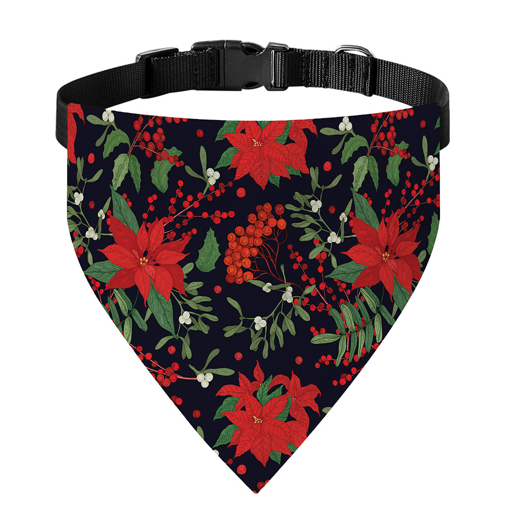 Poinsettia Flower Pattern Print Over The Collar Dog Bandana
