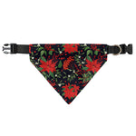 Poinsettia Flower Pattern Print Over The Collar Dog Bandana
