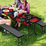Poinsettia Flower Pattern Print Picnic Table Cover
