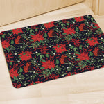Poinsettia Flower Pattern Print Polyester Doormat