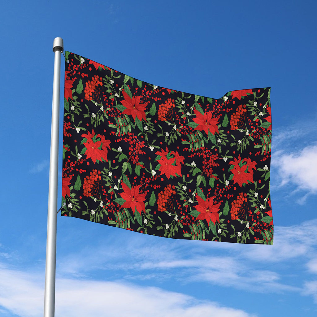 Poinsettia Flower Pattern Print Polyester Flag