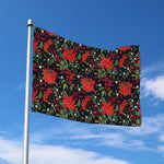 Poinsettia Flower Pattern Print Polyester Flag