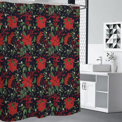 Poinsettia Flower Pattern Print Premium Shower Curtain