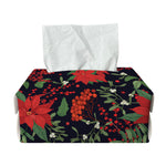 Poinsettia Flower Pattern Print Rectangle Tissue Box Cover
