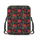 Poinsettia Flower Pattern Print Rectangular Crossbody Bag