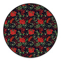Poinsettia Flower Pattern Print Round Floor Mat