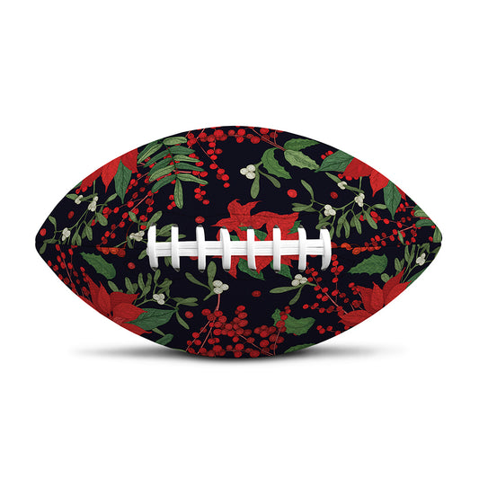 Poinsettia Flower Pattern Print Rugby Ball