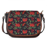 Poinsettia Flower Pattern Print Saddle Bag