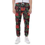 Poinsettia Flower Pattern Print Scuba Joggers