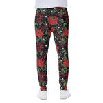 Poinsettia Flower Pattern Print Scuba Joggers